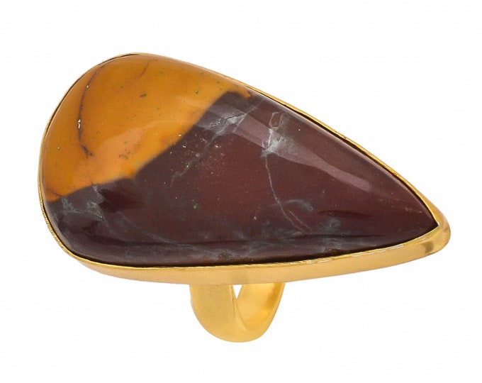 Size 7.5 - Size 9 Mookaite Ring Meditation Ring 24K Gold Ring GPR1409