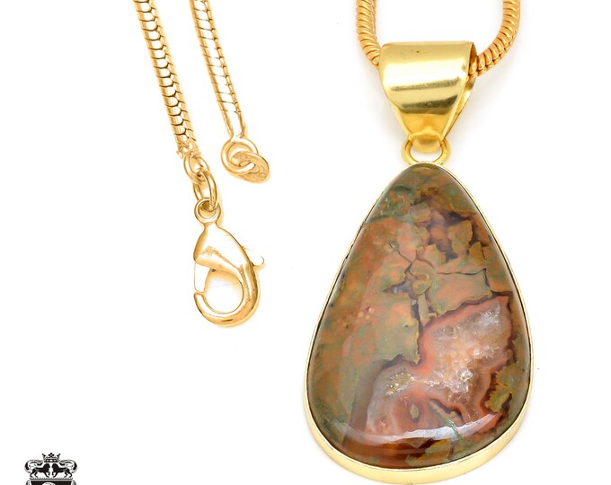 Rhyolite Pendant Necklaces & FREE 3MM Italian 925 Sterling Silver Chain GPH467