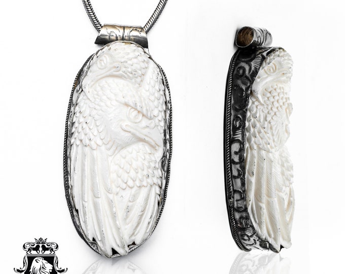 Flock of Golden Eagle Carving Pendant & FREE 3MM Italian 925 Sterling Silver Chain N315