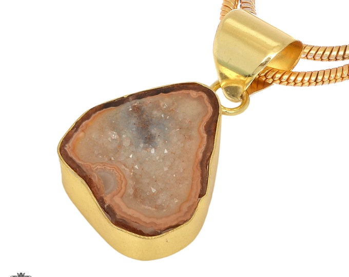 Tabasco Geode Pendant Necklaces & FREE 3MM Italian 925 Sterling Silver Chain GPH1057