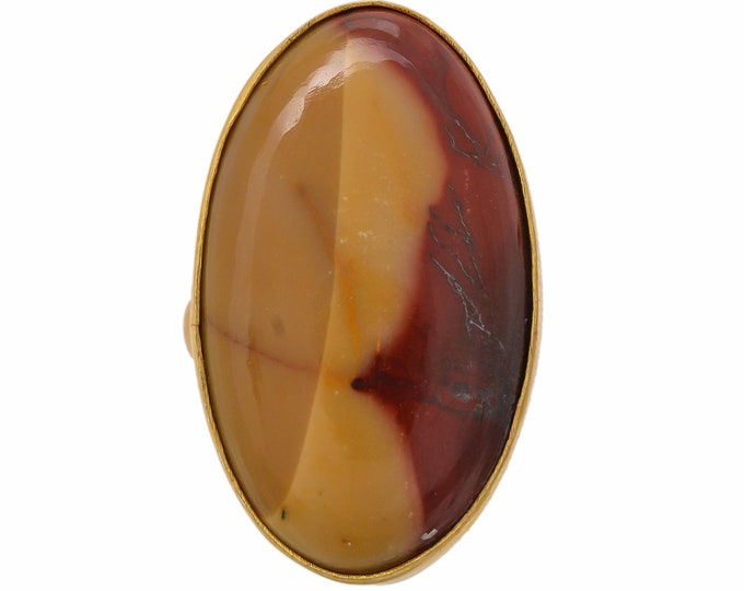 Size 8.5 - Size 10 Mookaite Ring Meditation Ring 24K Gold Ring GPR1416