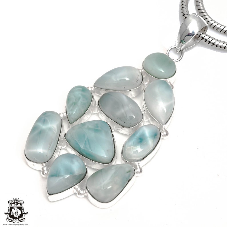 Larimar Pendant 4MM Italian Snake Chain P6558