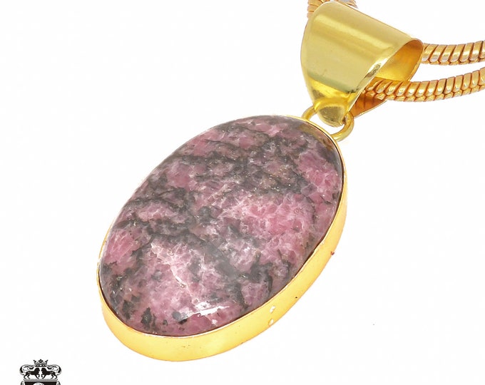 Rhodonite Pendant Necklaces & FREE 3MM Italian 925 Sterling Silver Chain GPH369