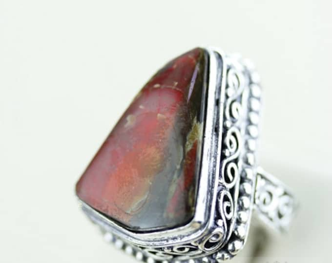 Size 6  CANADIAN AMMOLITE Fine 925 Sterling Silver Ring (Nickel Free) r1606