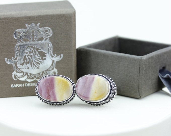 Vintage Filigree Antique 925 Sterling Silver Unisex Cufflink Men's cufflinks Mookaite Vintage Cufflinks Men's Cufflinks Men's Accessories