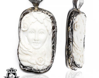 Woman Admiring Herself Carving Pendant N218