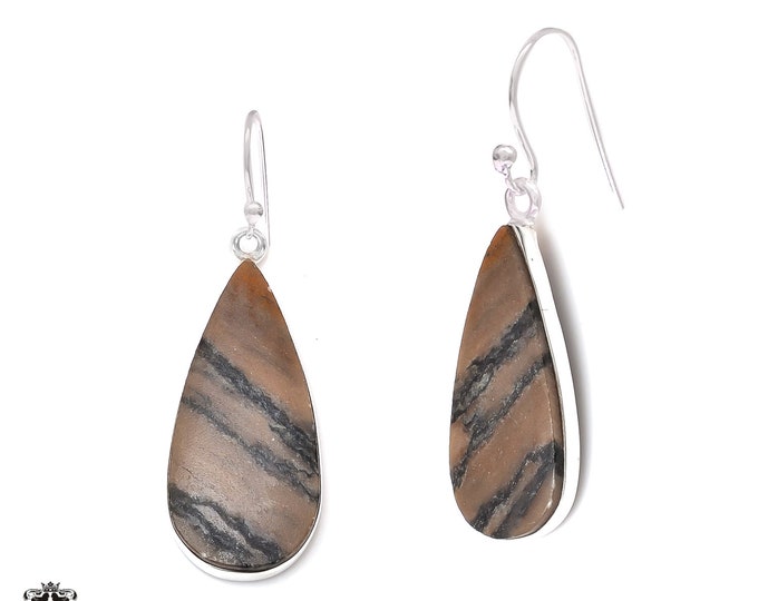 Stromatolite 925 Sterling Silver Hook Dangle Earrings E374