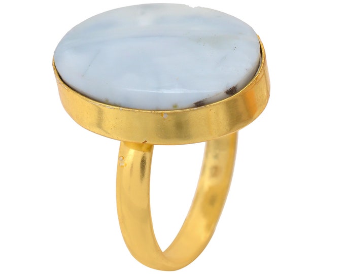 Size 9.5 - Size 11 Owyhee Opal Ring Meditation Ring 24K Gold Ring GPR1689