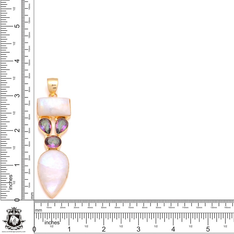 Moonstone Mystic Topaz 24K Gold Plated Pendant 3MM Italian Snake Chain GP147