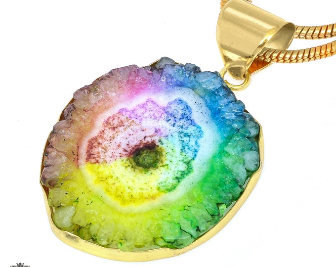 Rainbow Stalactite Pendant Necklaces & FREE 3MM Italian 925 Sterling Silver Chain GPH1215