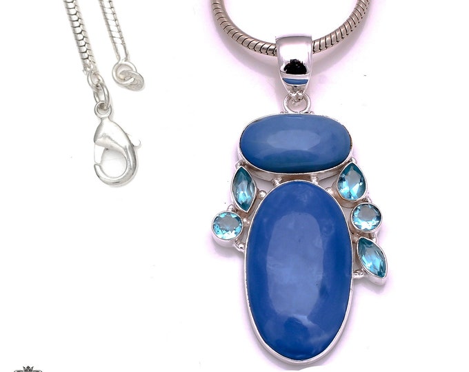 3 Inch Owyhee Opal 925 Sterling Silver Pendant & 3MM Italian 925 Sterling Silver Chain P8157