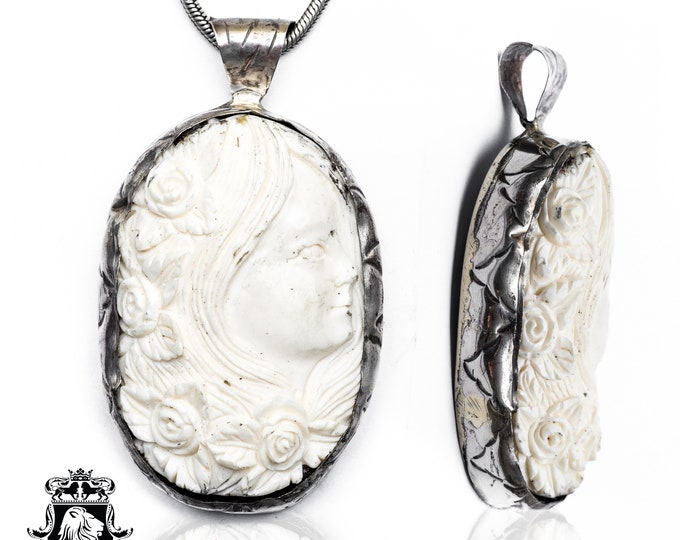 Pocahontas Side View Carving Pendant & FREE 3MM Italian 925 Sterling Silver Chain N217