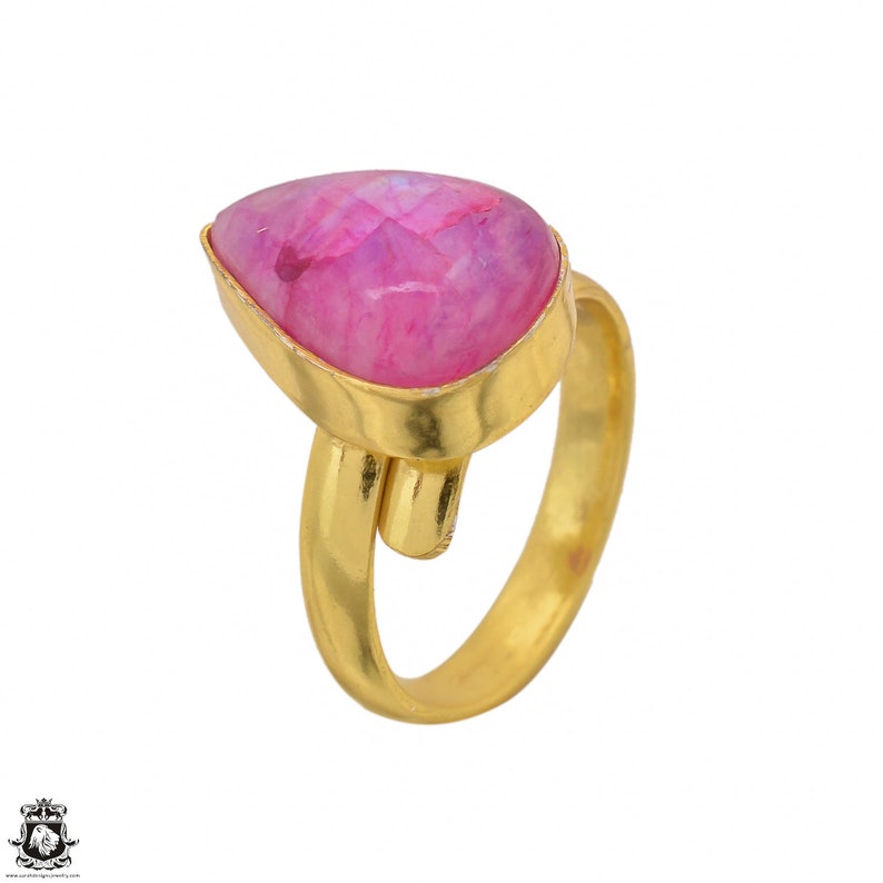 Size 8.5 - Max 61% OFF 10 Adjustable Pink Max 64% OFF Gold Plated 24K Rin Moonstone