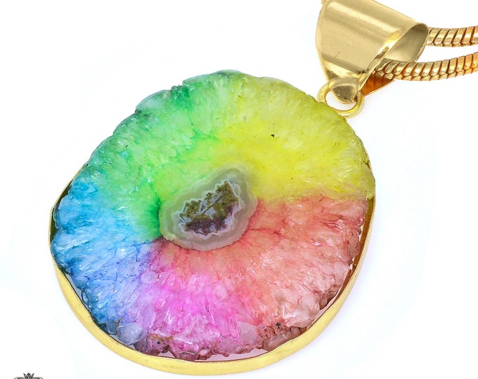 Rainbow Stalactite Pendant Necklaces & FREE 3MM Italian 925 Sterling Silver Chain GPH1213