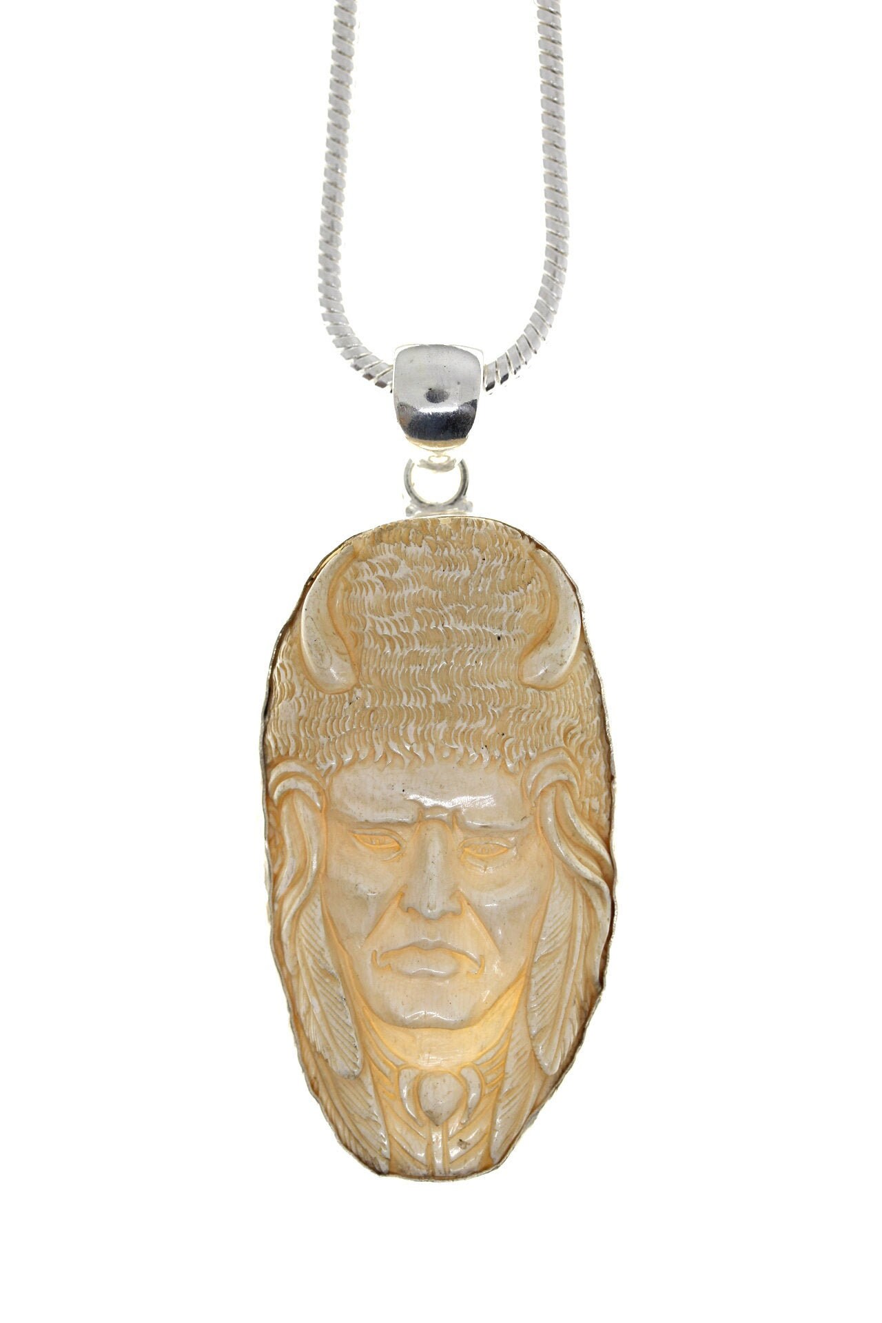 SHAMAN Healer SAGE Carving Pendant & FREE 3MM Italian 925 Sterling