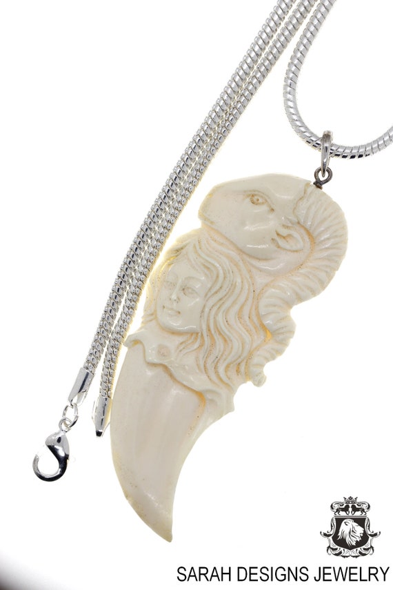 レディラム彫刻ペンダント＆無料2mmイタリア製925スターリングシルバー