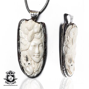 Bear Eagle Lady Carving Pendant & FREE 2MM Italian 925 Sterling Silver Chain N198