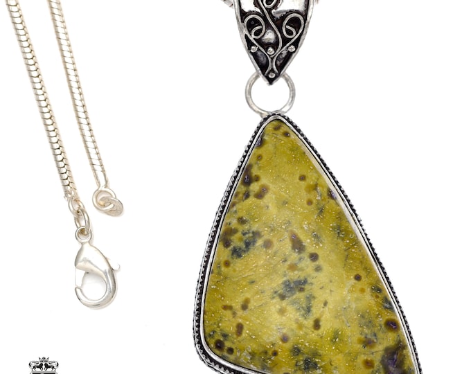 STICHTITE Serpentine ATLANTISITE Pendant & FREE 3MM Italian 925 Sterling Silver Chain V585