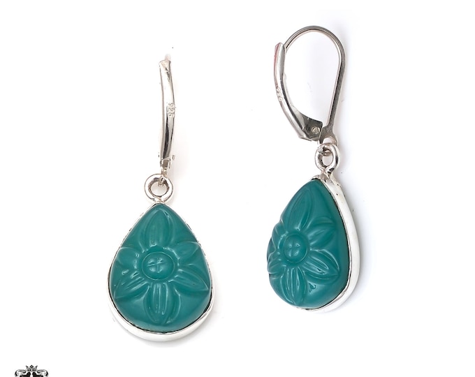 Green Aventurine 925 Sterling Silver Dangle & Drop Leverback Earrings E220