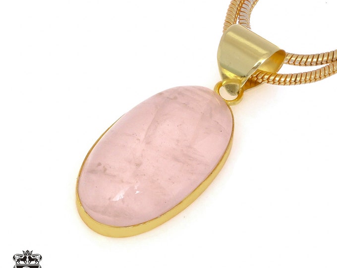 Rose Quartz Pendant Necklaces & FREE 3MM Italian 925 Sterling Silver Chain GPH970