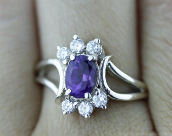 SIZE 7 AMETHYST TOPAZ Fine 925 Sterling Silver Ring (Nickel Free) r494