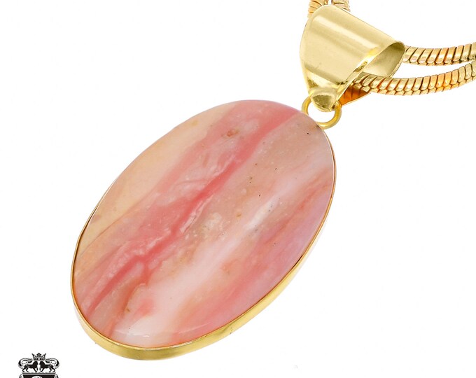 Peruvian Pink Opal Pendant Necklaces & FREE 3MM Italian 925 Sterling Silver Chain GPH996