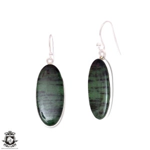 Ruby Zoisite 925 Sterling Silver Hook Dangle Earrings