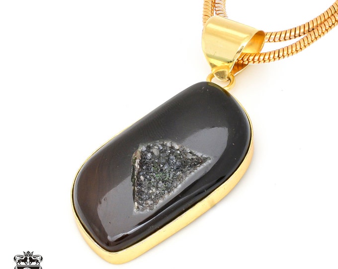 Agate Druzy Pendant Necklaces & FREE 3MM Italian 925 Sterling Silver Chain GPH486