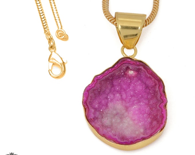 Cobalto Calcite Geode Pendant Necklaces & FREE 3MM Italian 925 Sterling Silver Chain GPH1180