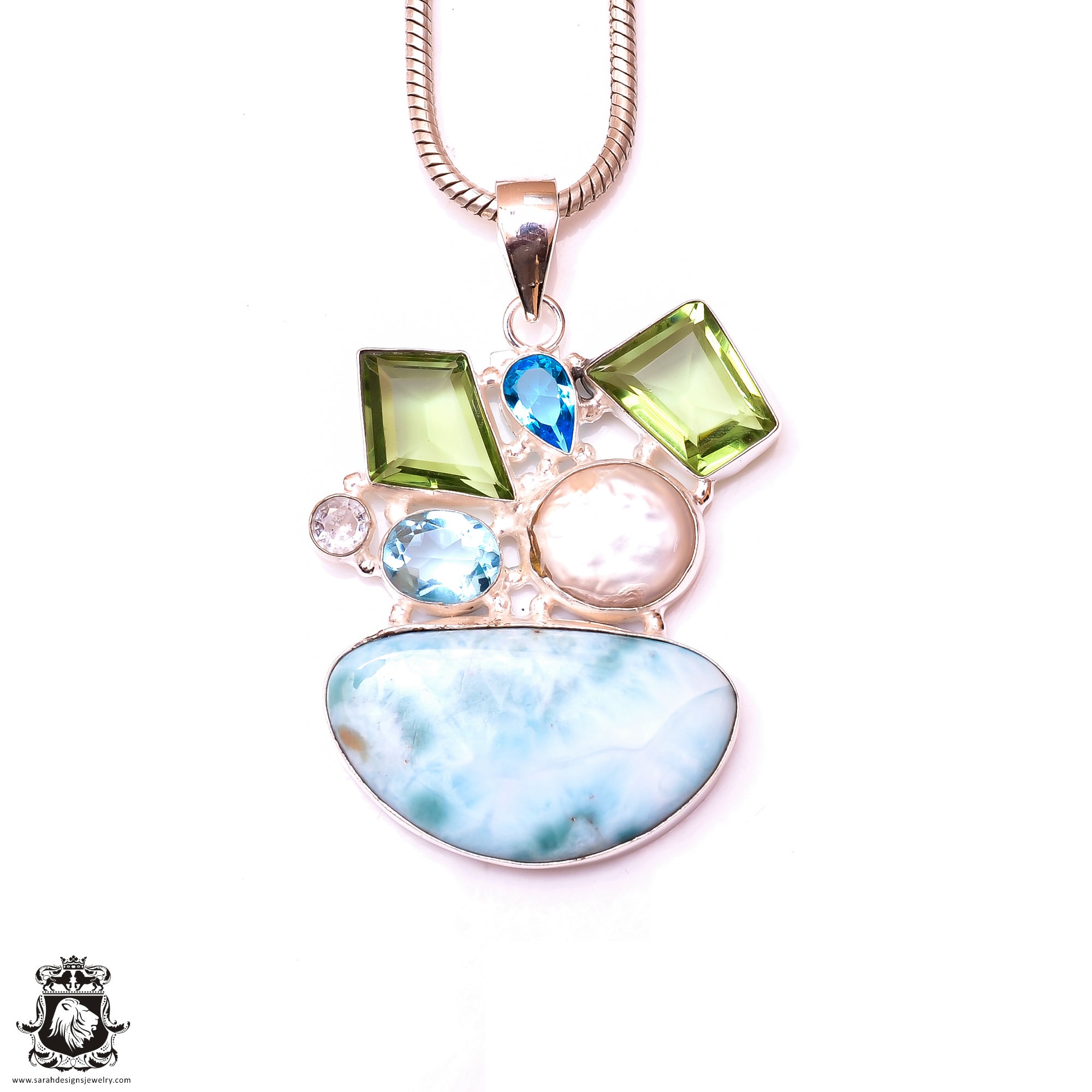 ラリマー プラシオライト ブルートパーズ パール 925 スターリング