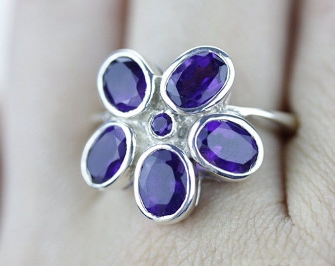 SIZE 7 AMETHYST Fine 925 Sterling Silver Ring (Nickel Free) r781