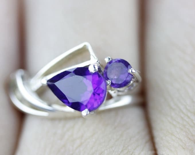 SIZE 7 AMETHYST Fine 925 Sterling Silver Ring (Nickel Free) r750