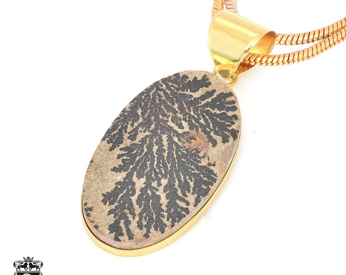 Psilomelane Dendrite Pendant Necklaces & FREE 3MM Italian 925 Sterling Silver Chain GPH684