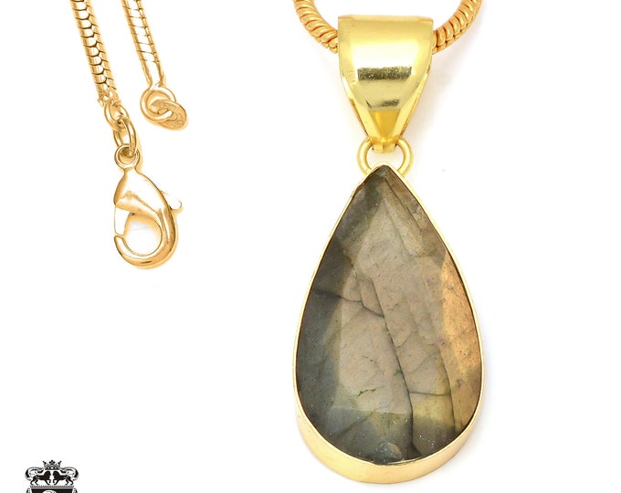 Faceted Labradorite Pendant Necklaces & FREE 3MM Italian 925 Sterling Silver Chain GPH115