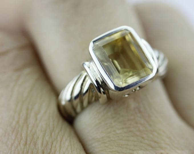 Size 7 Coil SETTING BRAZILIAN CITRINE Fine 925 Sterling Silver Ring (Nickel Free) r294