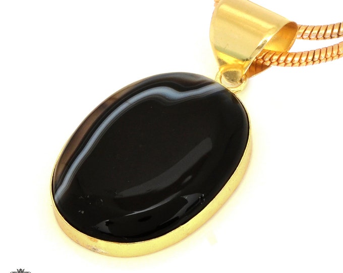 Banded Agate Pendant Necklaces & FREE 3MM Italian 925 Sterling Silver Chain GPH17997