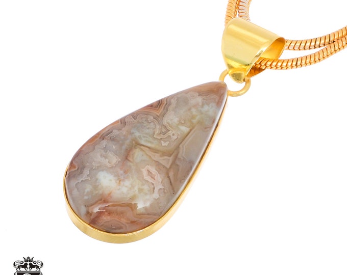 Crazy Lace Agate Pendant Necklaces & FREE 3MM Italian 925 Sterling Silver Chain GPH1255