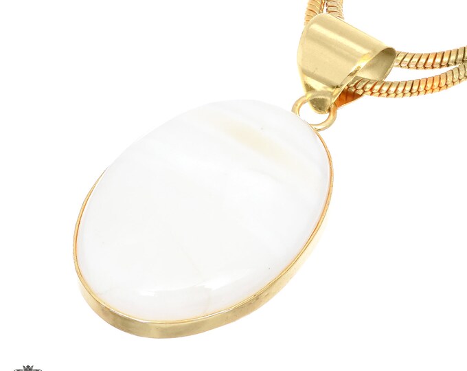 White Scolecite Pendant Necklaces & FREE 3MM Italian 925 Sterling Silver Chain GPH1645