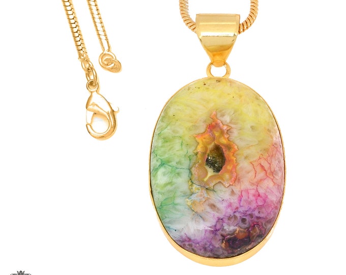 Rainbow Stalactite Pendant Necklaces & FREE 3MM Italian 925 Sterling Silver Chain GPH1138