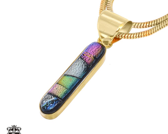 Dichroic Glass Pendant Necklaces & FREE 3MM Italian 925 Sterling Silver Chain GPH787