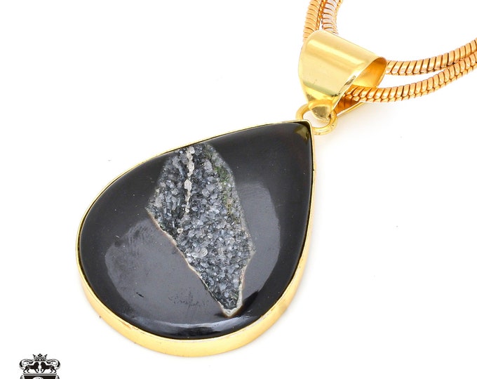 Agate Druzy Pendant Necklaces & FREE 3MM Italian 925 Sterling Silver Chain GPH487
