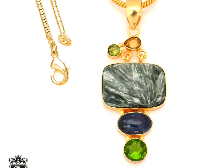 Seraphinite 24K Gold Pendant & 3mm Snake Chain GP69