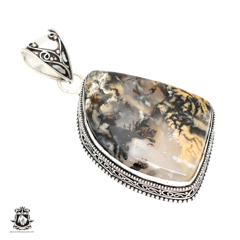Australian LANDSCAPE Agate Pendant 4MM Italian Snake Chain V1382