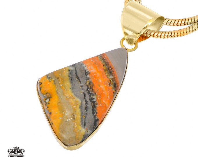 Bumblebee Jasper Pendant Necklaces & FREE 3MM Italian 925 Sterling Silver Chain GPH891