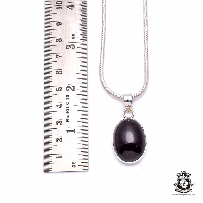 Snake Chain P6269 STAR RUBY OBSIDIAN Fine 925 975 S0LID Sterling Silver Pendant
