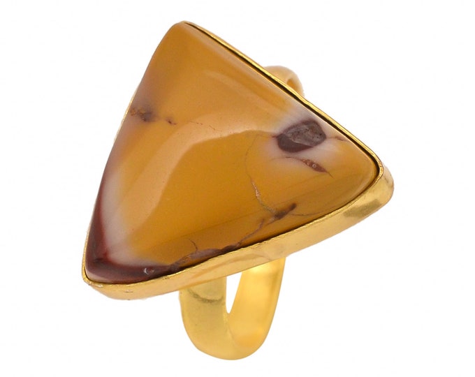 Size 10.5 - Size 12 Mookaite Ring Meditation Ring 24K Gold Ring GPR1415