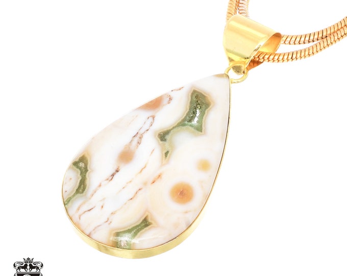 Ocean Jasper Pendant Necklaces & FREE 3MM Italian 925 Sterling Silver Chain GPH724