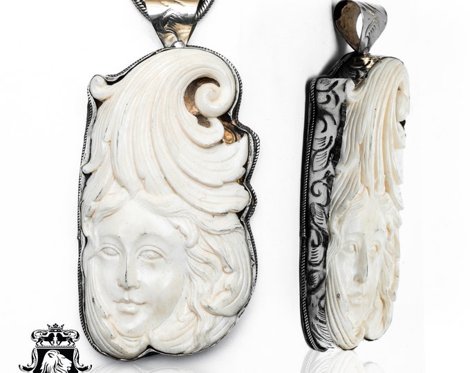 Amphitrite Greek Goddess of the Sea Carving Pendant & FREE 3MM Italian 925 Sterling Silver Chain N322