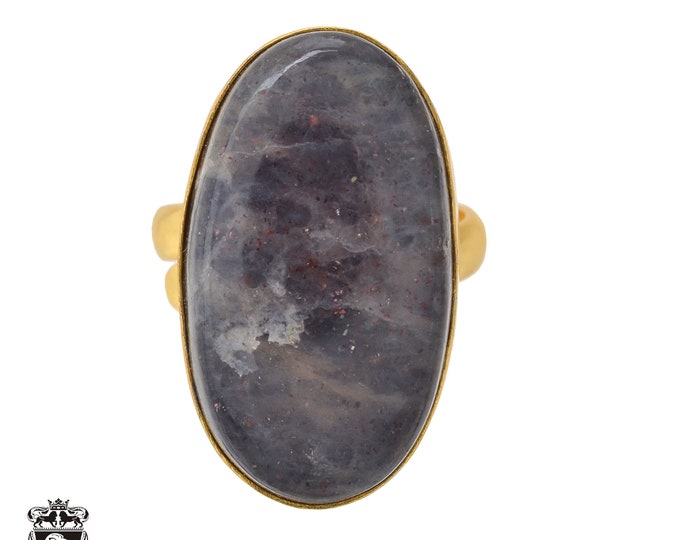 Size 8.5 - Size 10 Super 7 Cacoxenite Ring Meditation Ring 24K Gold Ring GPR1116