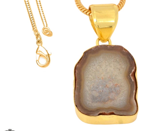 Tabasco Geode Pendant Necklaces & FREE 3MM Italian 925 Sterling Silver Chain GPH1053